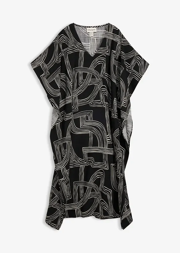 Kaftan-Kleid aus Viskose-Mix in schwarz von vorne - bonprix