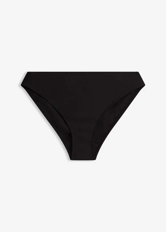 Bikinihose mit hohem Beinausschnitt (2er Pack) in schwarz von vorne - bonprix