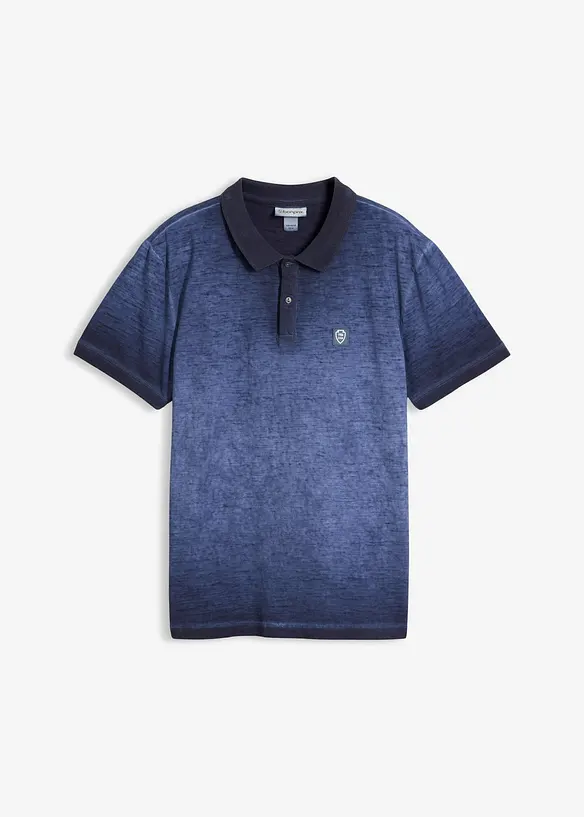 Poloshirt in gewaschener Optik in blau von vorne - bonprix