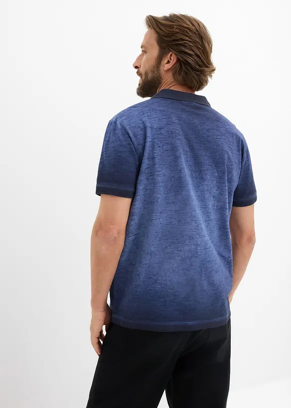 Poloshirt in gewaschener Optik in blau von hinten (im Anschnitt) - bonprix