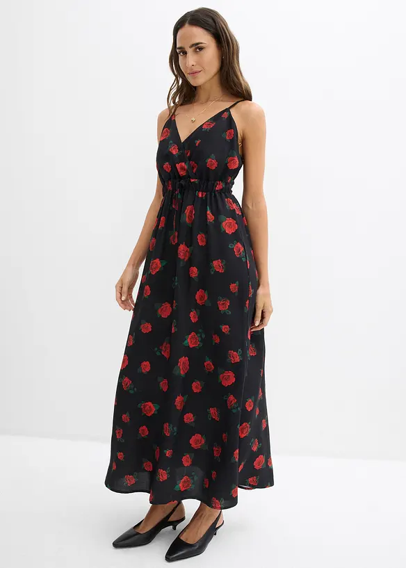 Maxikleid aus fließender Viskose in schwarz von vorne (Totalaufnahme) - bonprix Maxikleid aus fließender Viskose in schwarz von vorne (Totalaufnahme) - bonprix