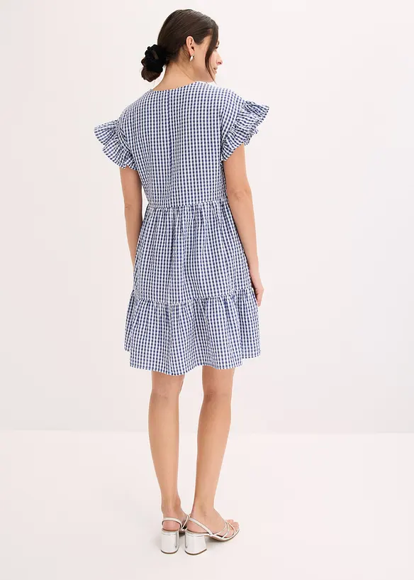 Minikleid aus Seersucker in weiß von hinten (Totalaufnahme) - bonprix