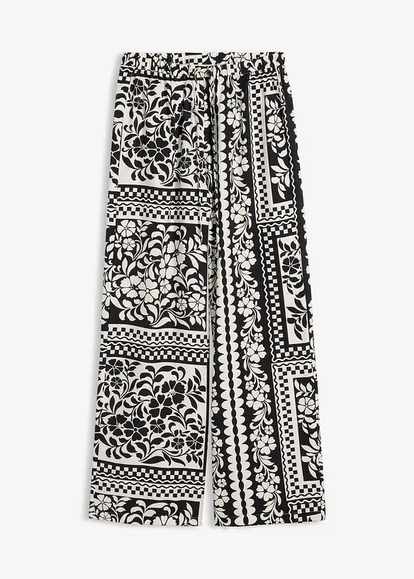 Schlupfhose aus fließendem Viskose-Mix in schwarz von vorne - bonprix