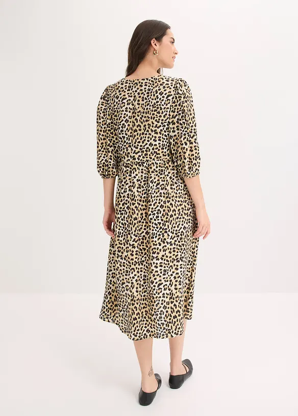 Tunika-Kleid aus fließendem Viskose-Mix in beige von hinten (Totalaufnahme) - bonprix Tunika-Kleid aus fließendem Viskose-Mix in beige von hinten (Totalaufnahme) - bonprix
