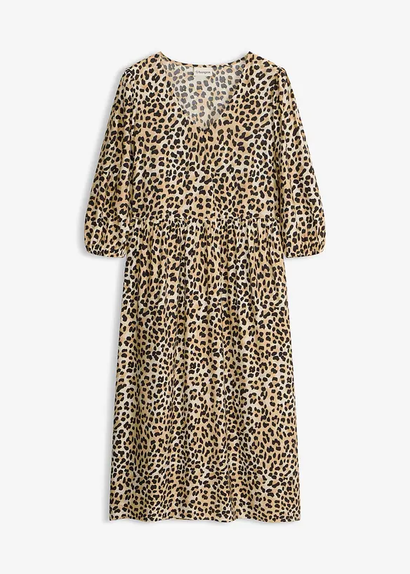 Tunika-Kleid aus fließendem Viskose-Mix in beige von vorne - bonprix Tunika-Kleid aus fließendem Viskose-Mix in beige von vorne - bonprix