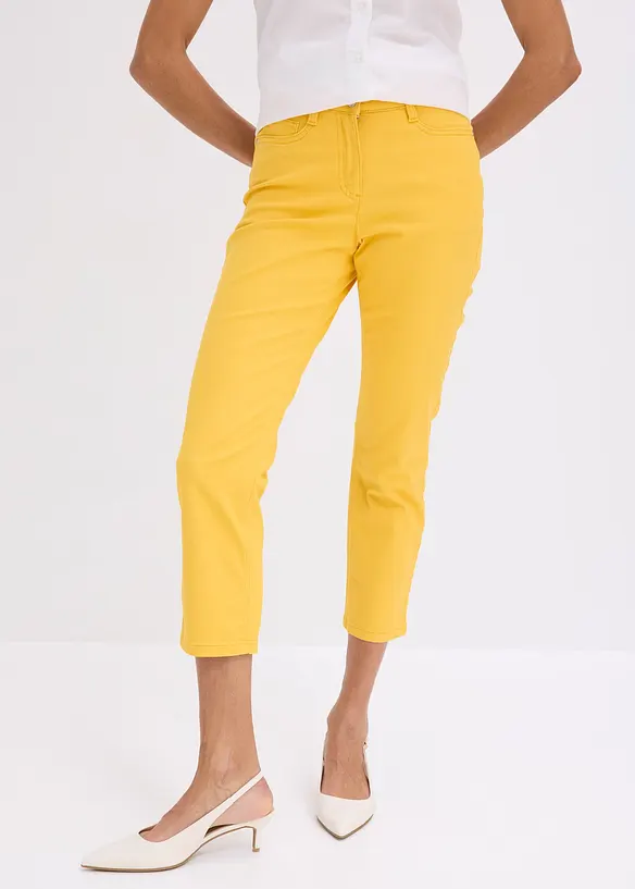 7/8 Stretch-Hose aus Twill in gelb von vorne - bonprix