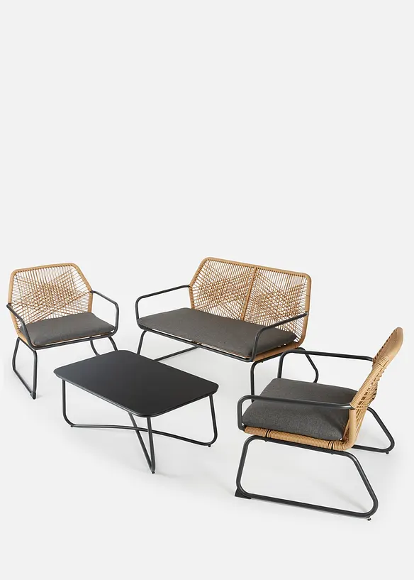 Gartenmöbel Set (4-tlg. Set) in schwarz - bonprix
