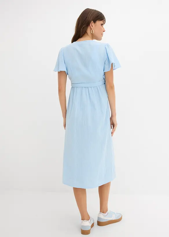 2-in-1 Umstands- und Stillkleid aus Baumwoll-Musselin in blau von hinten (Totalaufnahme) - bonprix 2-in-1 Umstands- und Stillkleid aus Baumwoll-Musselin in blau von hinten (Totalaufnahme) - bonprix