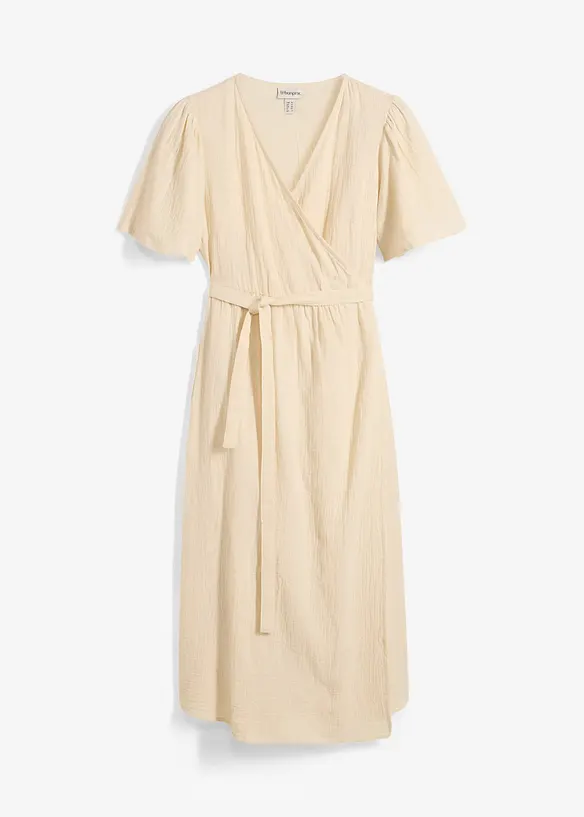2-in-1 Umstands- und Stillkleid aus Baumwoll-Musselin in beige von vorne - bonprix 2-in-1 Umstands- und Stillkleid aus Baumwoll-Musselin in beige von vorne - bonprix