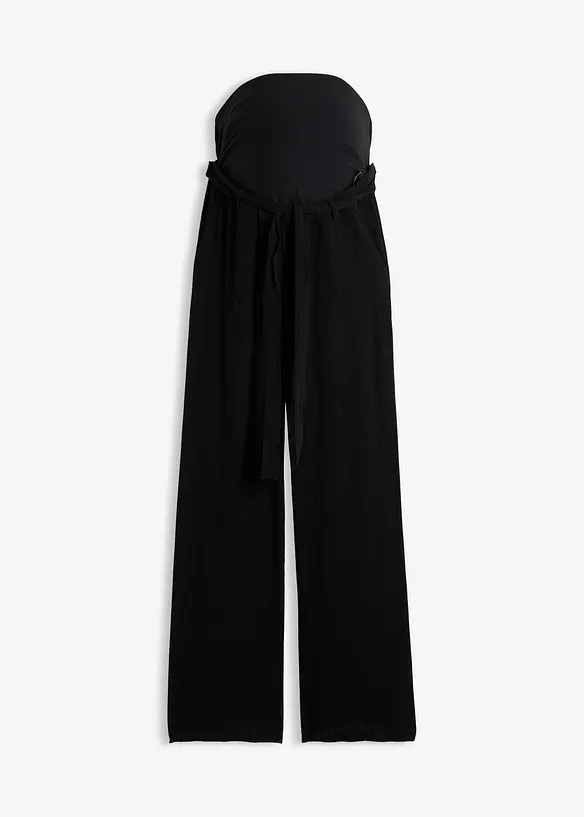 Bequeme Umstandshose aus Viskose-Crepe. Loose Fit in schwarz von vorne - bonprix