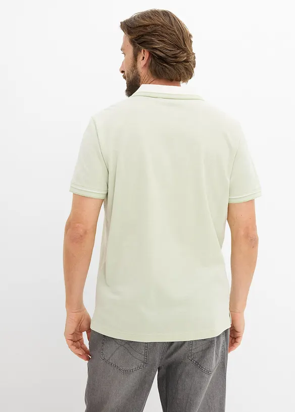 Piqué-Poloshirt aus reiner Bio-Baumwolle in grün von hinten (im Anschnitt) - bonprix
