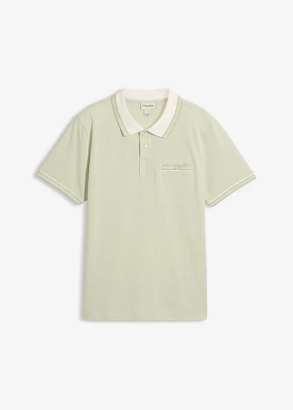 Piqué-Poloshirt aus reiner Bio-Baumwolle in grün von vorne - bonprix