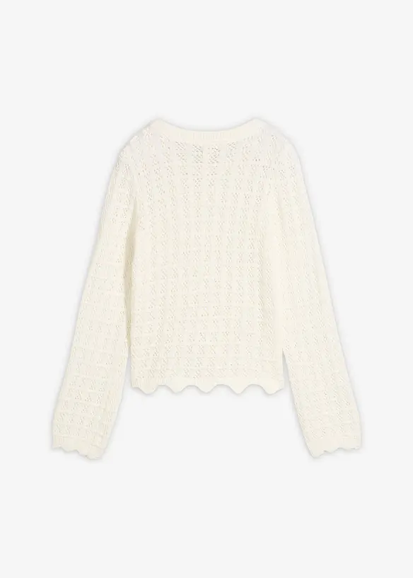 Ajour-Pullover in weiß von hinten - bonprix