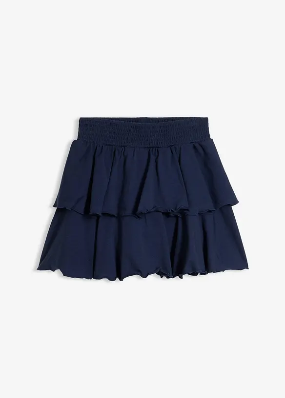 Jersey-Hosenrock aus elastischem Bio-Baumwoll-Mix in blau von vorne - bonprix