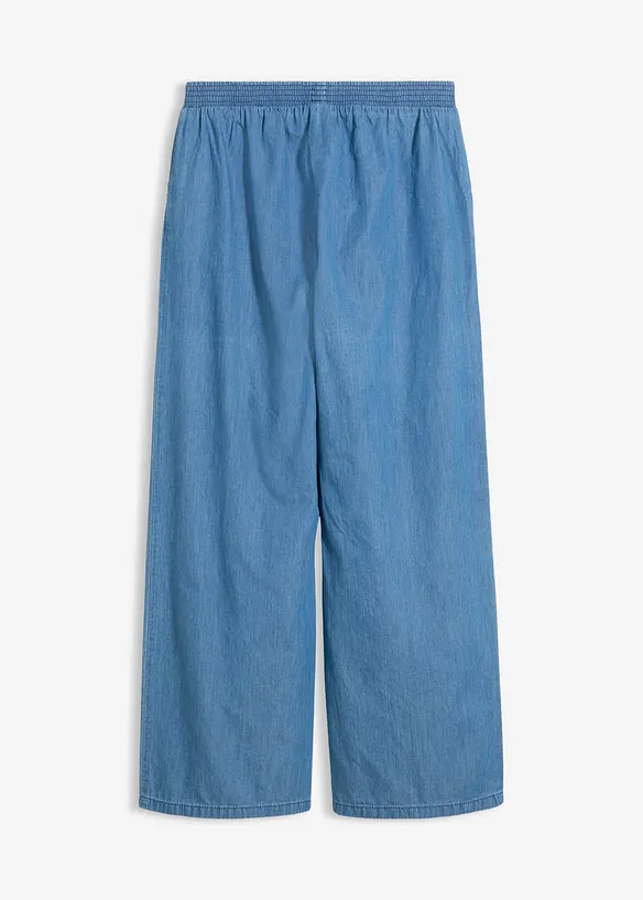 Wide-Leg-Jeans Mid Waist aus reiner Bio-Baumwolle in blau von hinten - bonprix