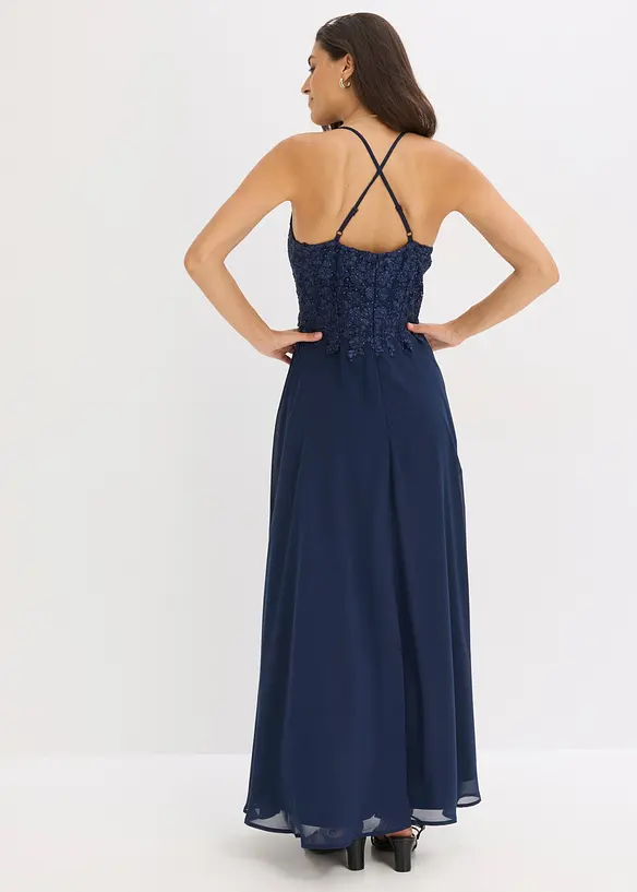 Trägerkleid in blau von hinten (Totalaufnahme) - bonprix