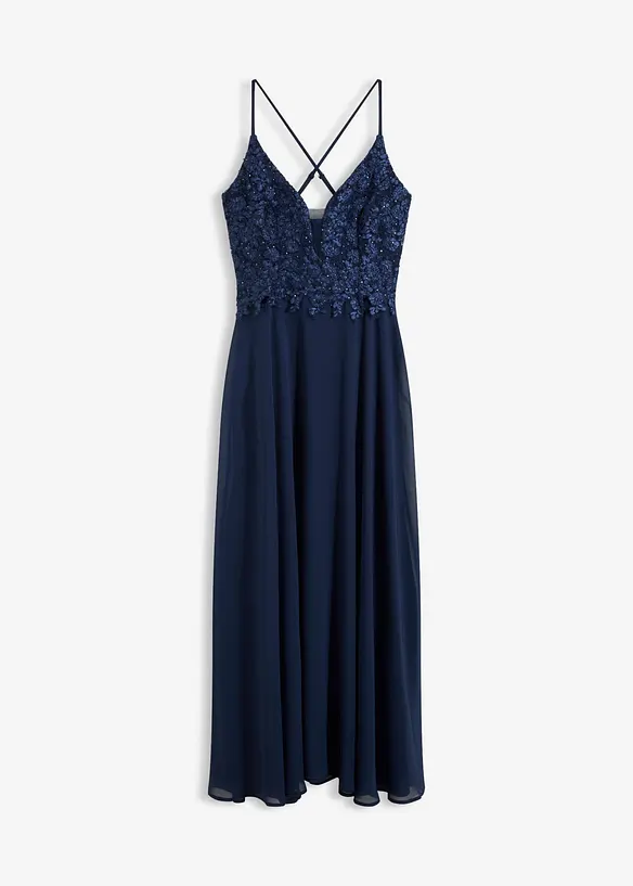 Trägerkleid in blau von vorne - bonprix