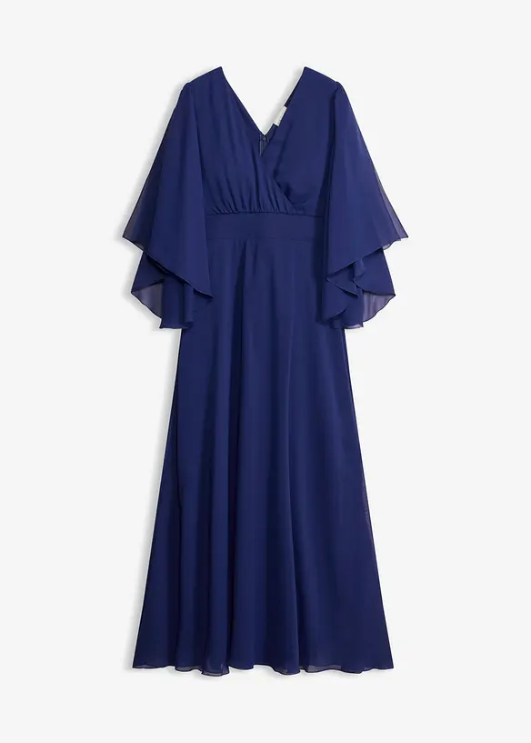 Abendkleid aus feinem Chiffon in blau von vorne - bonprix