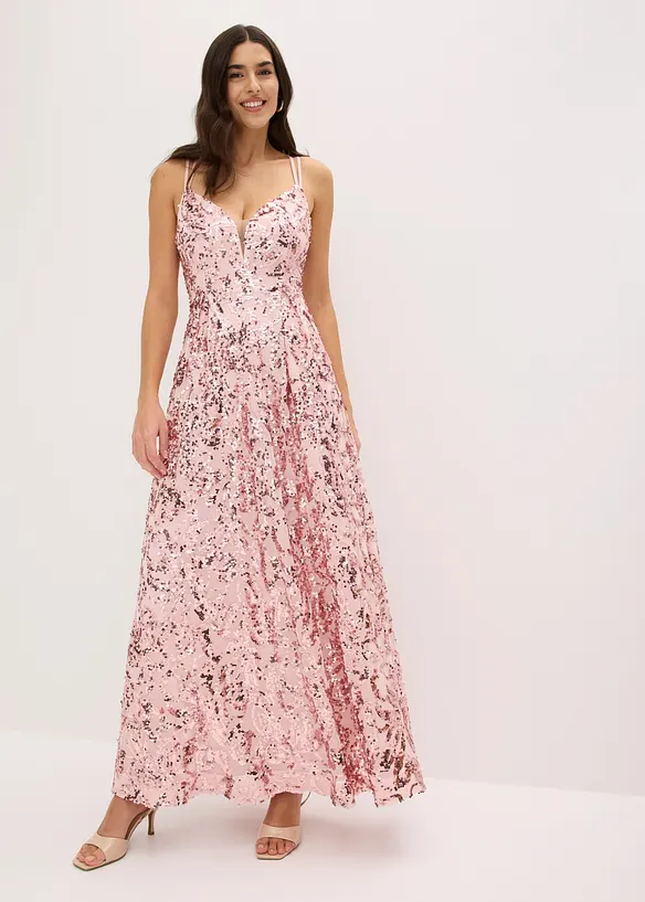 Abendkleid mit Paillettenstickerei in rosa von vorne (Totalaufnahme) - bonprix Abendkleid mit Paillettenstickerei in rosa von vorne (Totalaufnahme) - bonprix