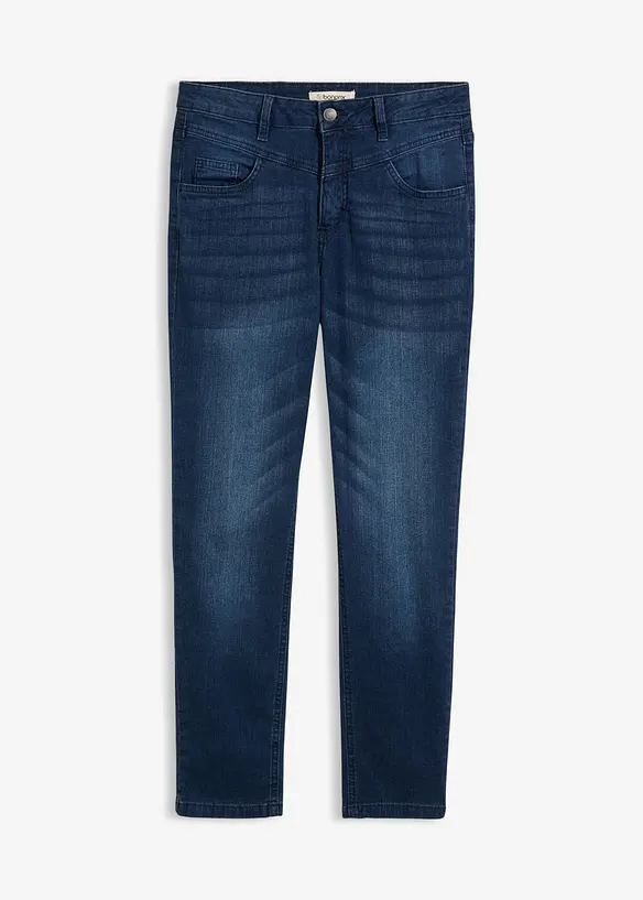 Skinny-Jeans High Waist, cropped in blau von vorne - bonprix
