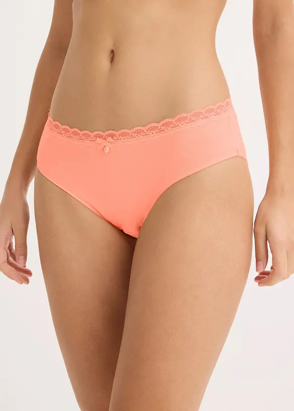 Slip mit Spitze (5er Pack) in schwarz von vorne - bonprix