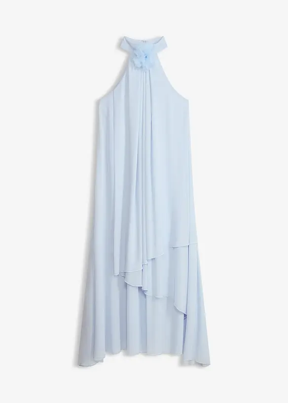 Maxikleid mit Blumen-Applikation in blau von vorne - bonprix Maxikleid mit Blumen-Applikation in blau von vorne - bonprix