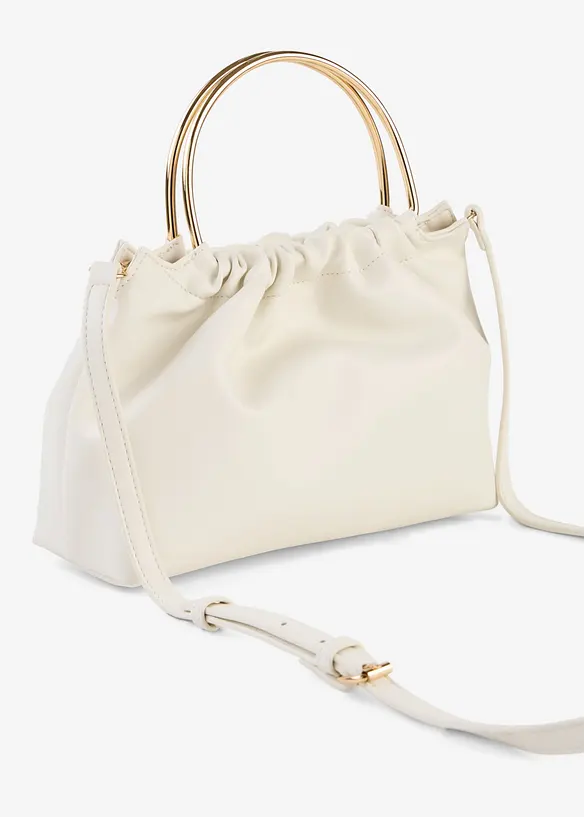 kleine Umhängetasche mit Metallhenkel in beige von hinten - bonprix