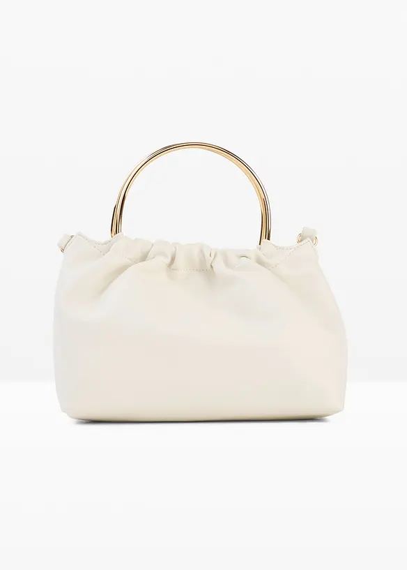 kleine Umhängetasche mit Metallhenkel in beige von vorne - bonprix