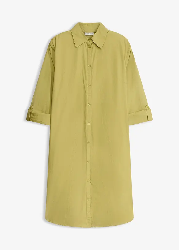Hemdblusenkleid aus Baumwoll-Popeline in grün von vorne - bonprix Hemdblusenkleid aus Baumwoll-Popeline in grün von vorne - bonprix