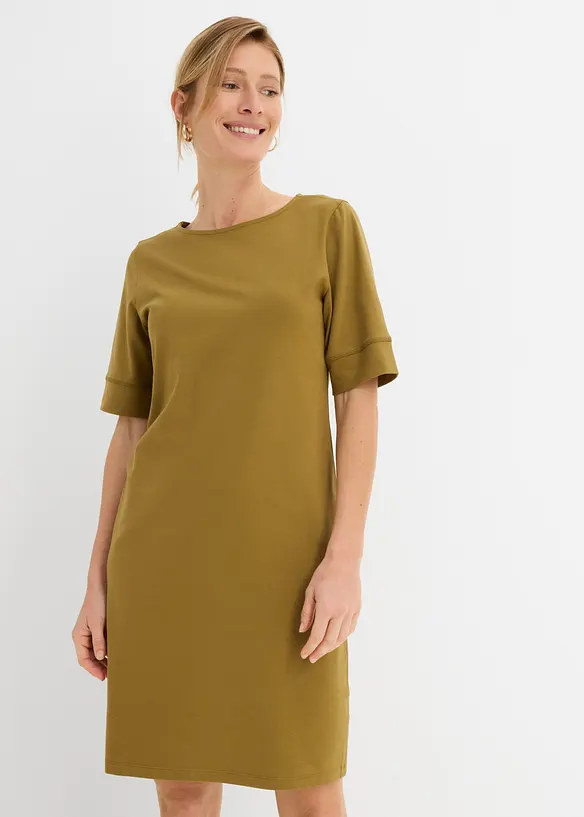Shirtkleid aus elastischem Baumwoll-Mix in grün von vorne (Totalaufnahme) - bonprix Shirtkleid aus elastischem Baumwoll-Mix in grün von vorne (Totalaufnahme) - bonprix