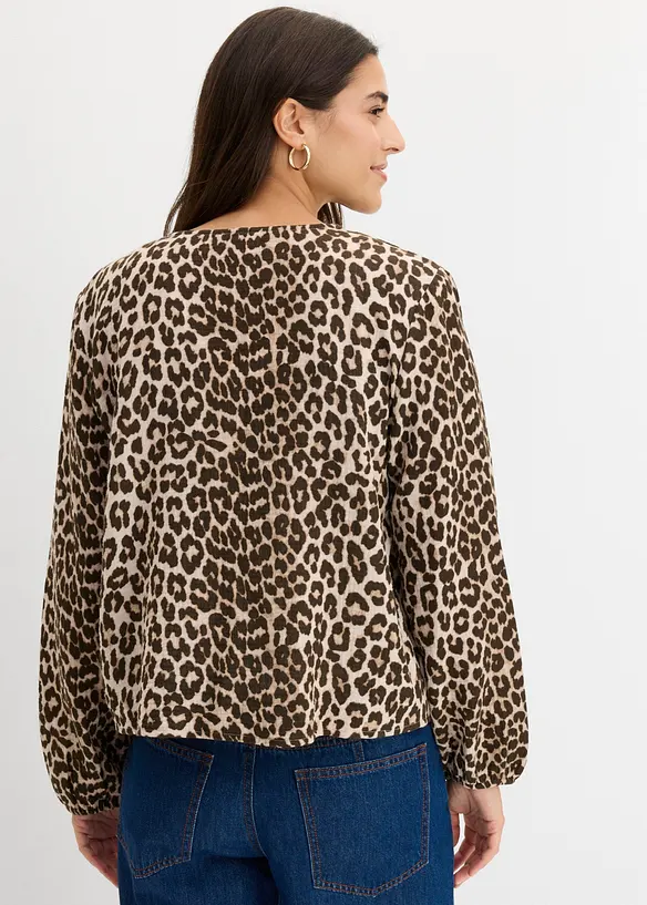 Musselin-Bolero aus reiner Baumwolle in beige von hinten (im Anschnitt) - bonprix