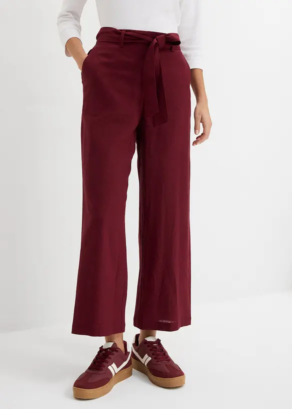 Culotte aus luftigem Leinen-Mix in rot von vorne - bonprix