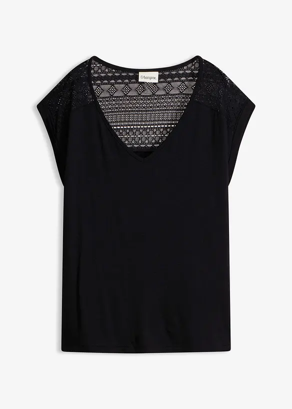 Shirt aus softem Viskose-Mix in schwarz von vorne - bonprix