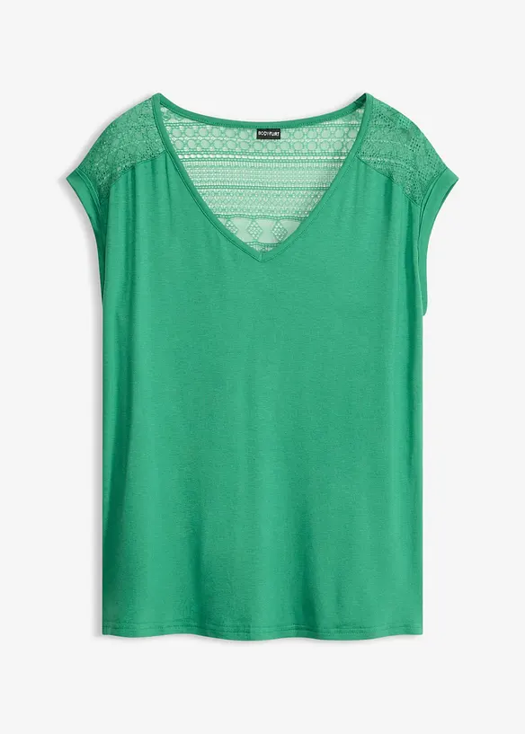 Shirt aus softem Viskose-Mix in grün von vorne - bonprix