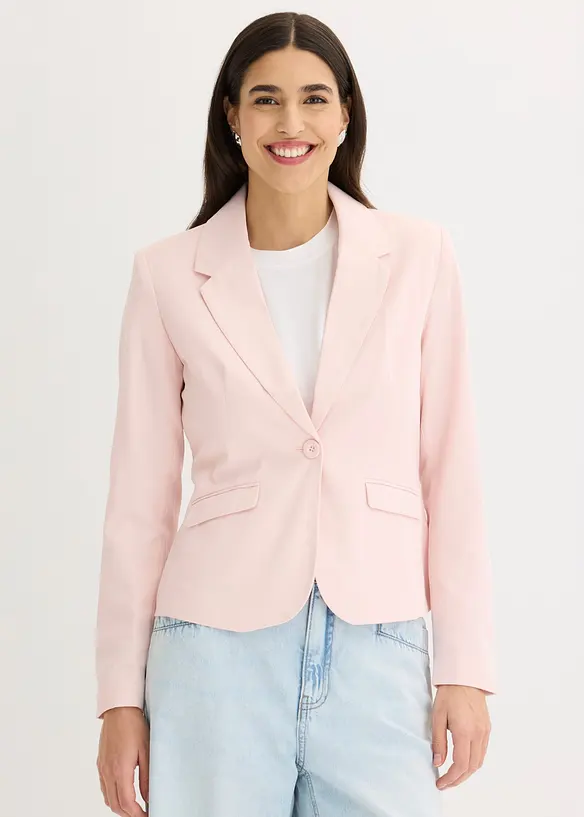 Kurzblazer mit Pattentaschen in rosa von vorne (im Anschnitt) - bonprix