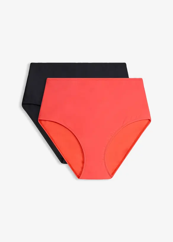 Highwaist-Bikinihose (2er Pack) in rot von vorne - bonprix