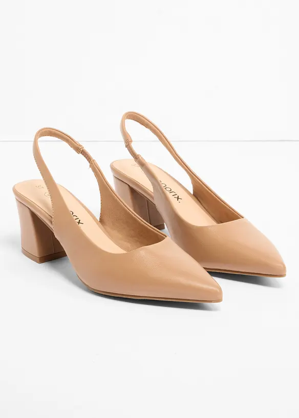 Slingpumps mit Blockabsatz in braun - bonprix