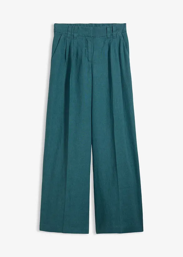 Leinenhose in petrol von vorne - bonprix