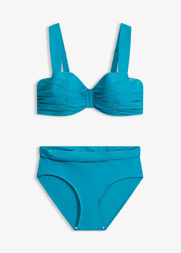 Balconette-Bikini mit gepolsterten Trägern (2-tlg. Set) in blau von vorne - bonprix