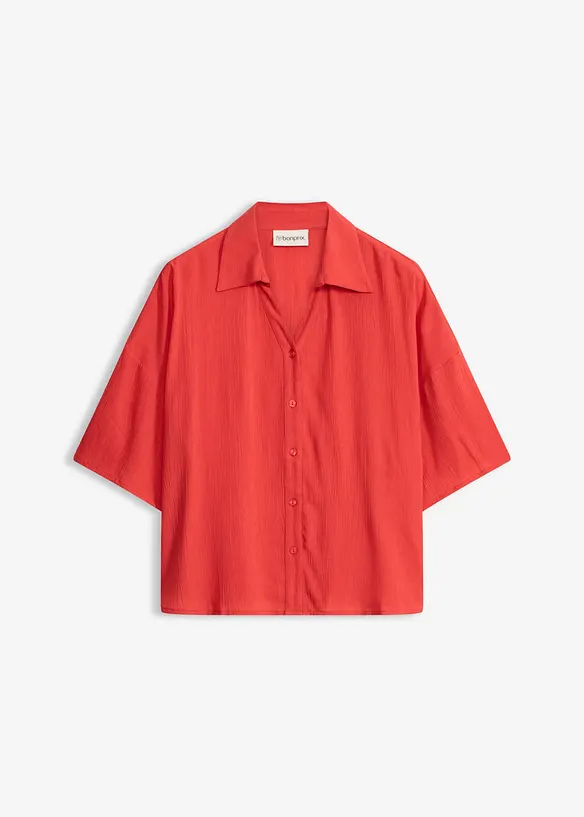 Kurze Strandbluse aus fließender Viskose in rot von vorne - bonprix