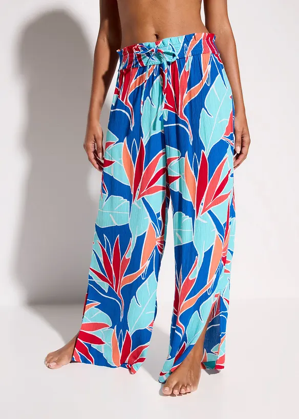 Strandhose aus fließender Viskose in blau von vorne - bonprix Strandhose aus fließender Viskose in blau von vorne - bonprix