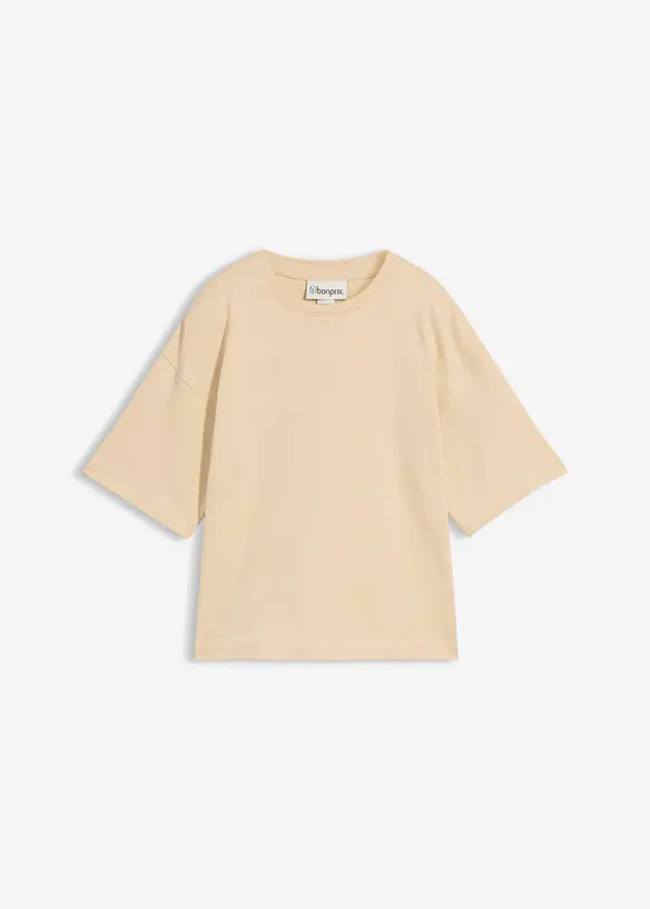 Boxy-Shirt aus schwerer Bio-Baumwolle in beige von vorne - bonprix Boxy-Shirt aus schwerer Bio-Baumwolle in beige von vorne - bonprix