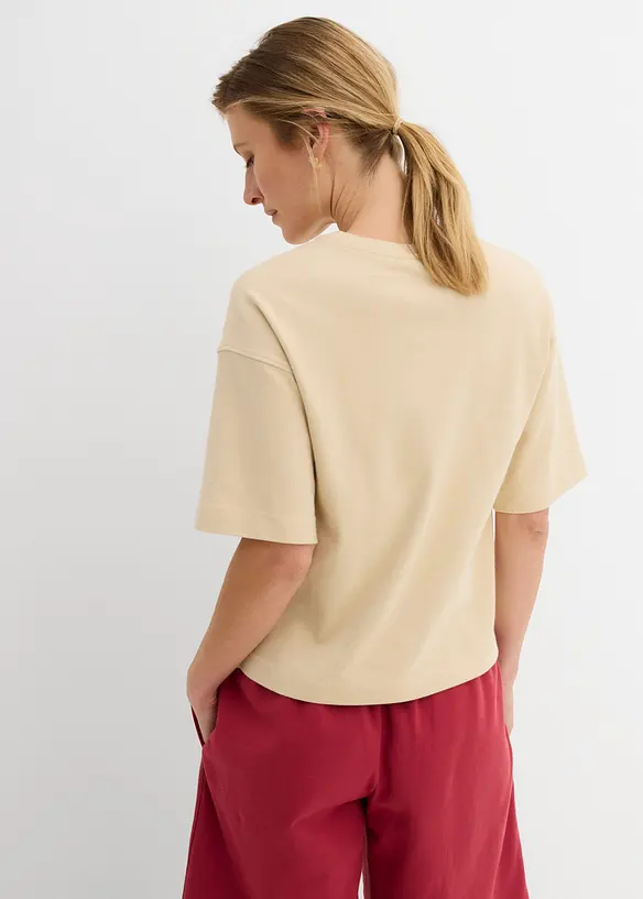 Boxy-Shirt aus schwerer Bio-Baumwolle in beige von hinten (im Anschnitt) - bonprix Boxy-Shirt aus schwerer Bio-Baumwolle in beige von hinten (im Anschnitt) - bonprix