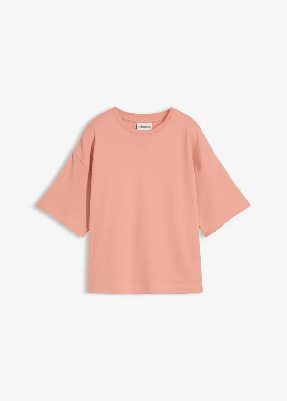 Boxy-Shirt aus schwerer Bio-Baumwolle in rosa von vorne - bonprix
