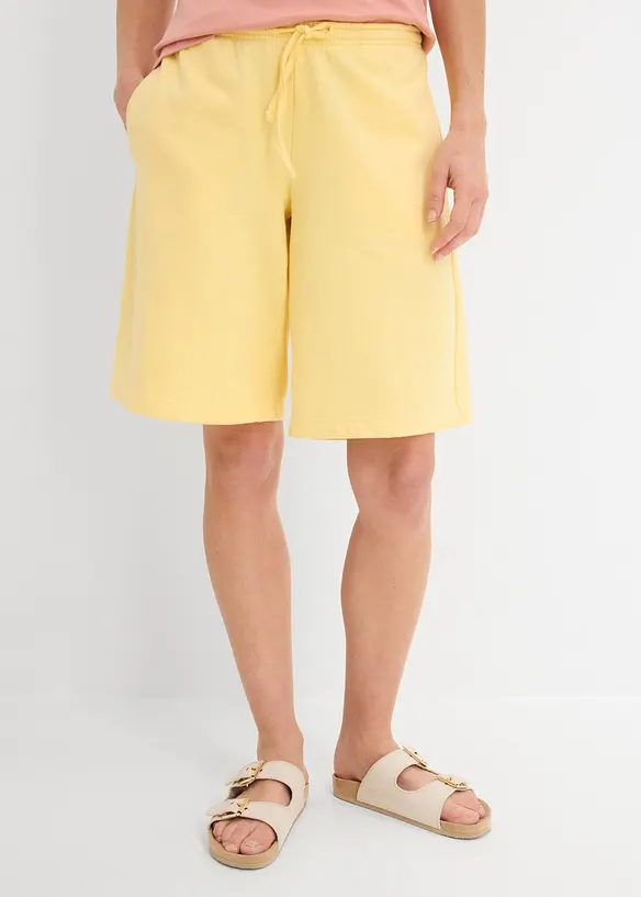 Sweat-Bermuda aus reiner Bio-Baumwolle in gelb von vorne - bonprix