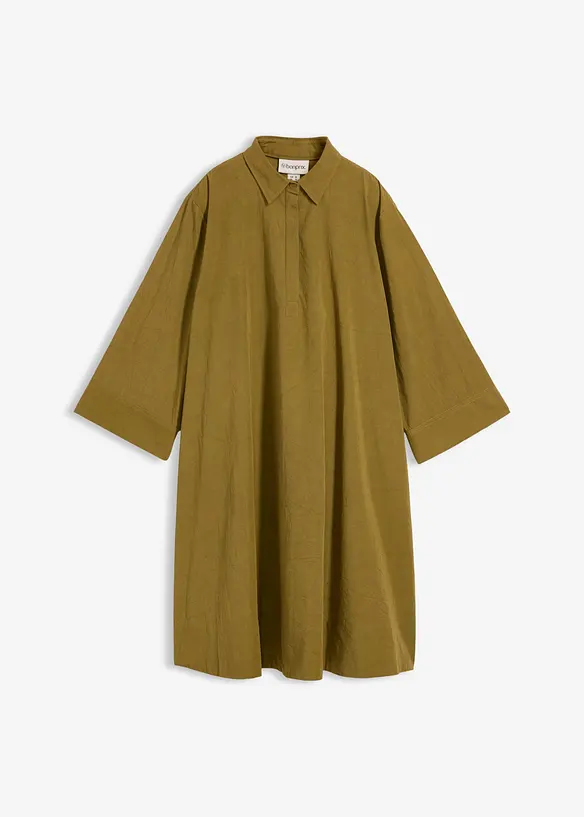 Blusenkleid aus reiner Bio-Baumwolle in grün von vorne - bonprix