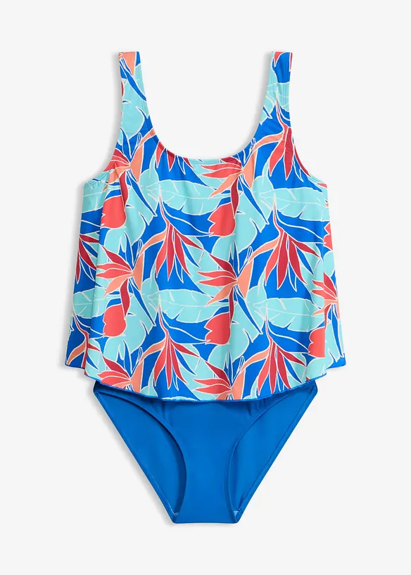 Badeanzug in Tankini-Optik in blau von vorne - bonprix