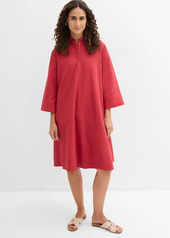 Blusenkleid aus reiner Bio-Baumwolle in rot von vorne (Totalaufnahme) - bonprix Blusenkleid aus reiner Bio-Baumwolle in rot von vorne (Totalaufnahme) - bonprix