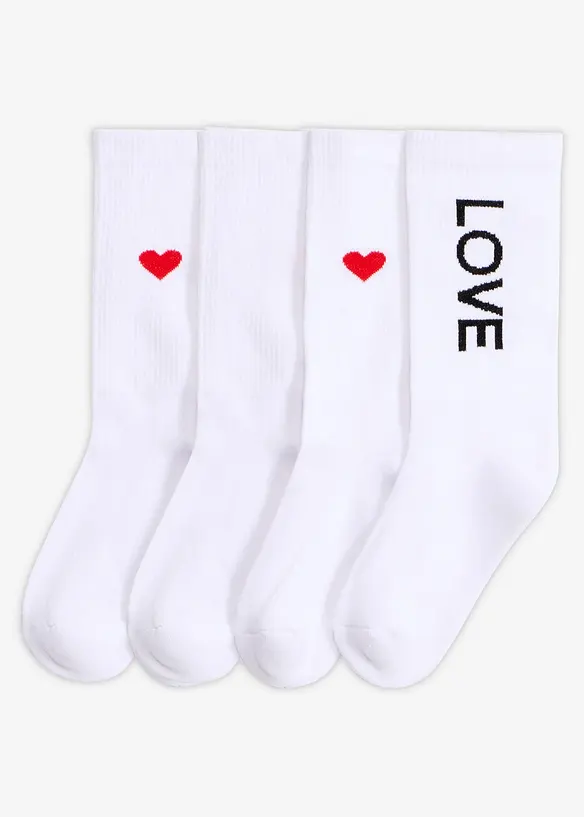 Tennissocken mit Bio-Baumwolle (4er Pack) in weiß von vorne - bonprix