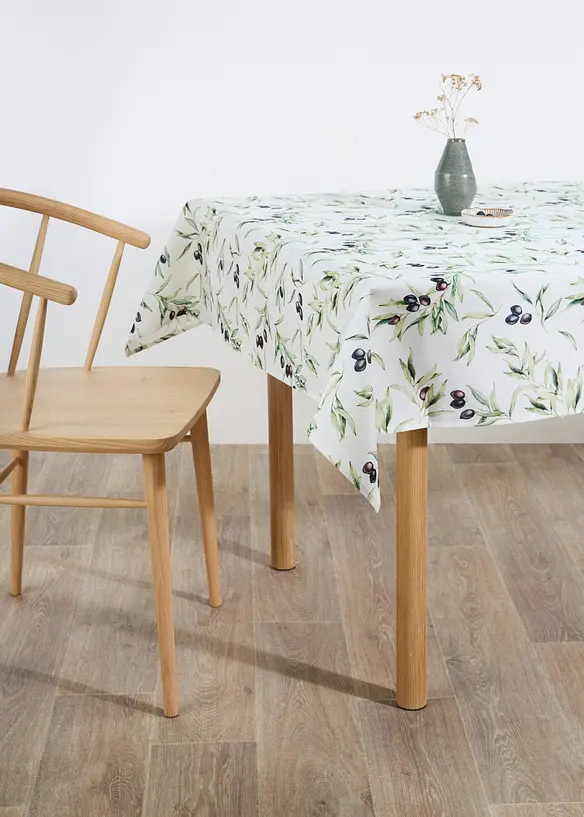 Tischdecke mit Olivzweigen, wasserabweisend in grün von vorne - bonprix